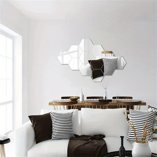 12pcs Classic Style Hexagonal Wall-Mounted Mirror Set